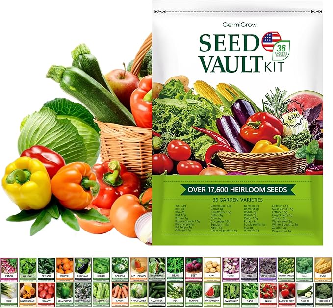 36 Vegetable Variety Pack - 17,600+ Non-GMO Heirloom Seeds for Planting Vegetables and Herbs, 36 Individually Packed Seed Packets for Indoor, Outdoor, Greenhouse & Hydroponic Gardening