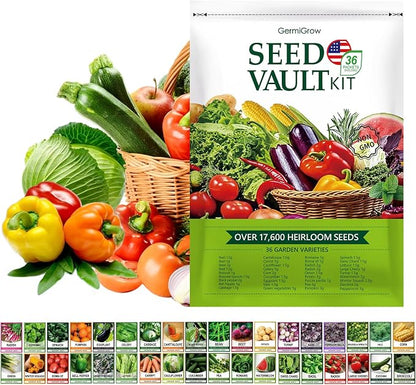 36 Vegetable Variety Pack - 17,600+ Non-GMO Heirloom Seeds for Planting Vegetables and Herbs, 36 Individually Packed Seed Packets for Indoor, Outdoor, Greenhouse & Hydroponic Gardening