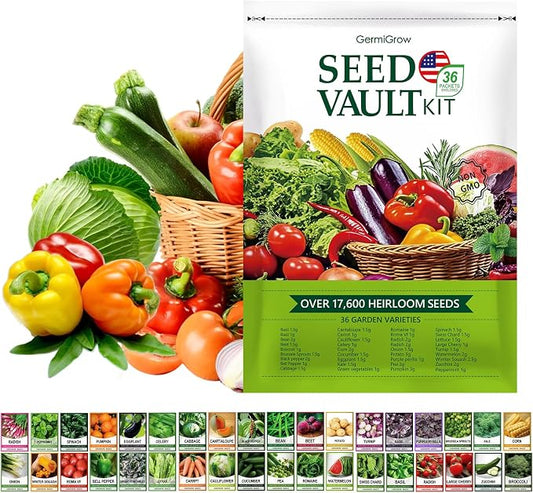 36 Vegetable Variety Pack - 17,600+ Non-GMO Heirloom Seeds for Planting Vegetables and Herbs, 36 Individually Packed Seed Packets for Indoor, Outdoor, Greenhouse & Hydroponic Gardening