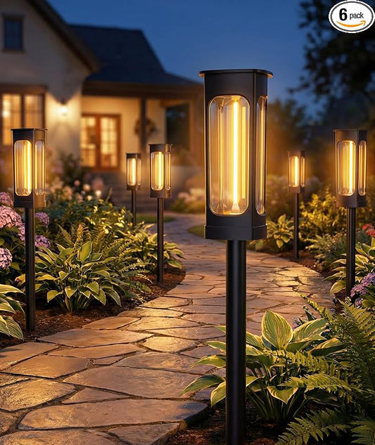 LIANGLOME Solar Pathway Lights Outdoor - IP55 Waterproof Solar Lights with 100+ Flexible Filament LEDs, 3000K Warm White, 10-15H Runtime, Outdoor Solar Lights for Yard Patio Garden