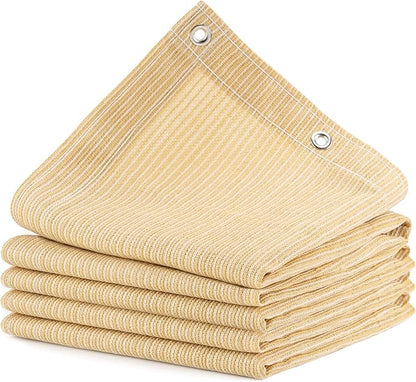 90% Outdoor Sun Shade Cloth, 6' x 8', Pergola, Deck, and Backyard Patio Sunshade with UV Protection, Heat Resistant HDPE Material, Reinforced Grommets (6x8 FT, Wheat)