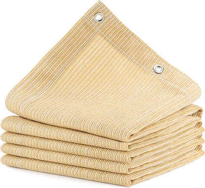 90% Outdoor Sun Shade Cloth, 10’ x 20’, Pergola, Deck, and Backyard Patio Sunshade with UV Protection, Heat Resistant HDPE Material, Reinforced Grommets (10x20 FT，Wheat)