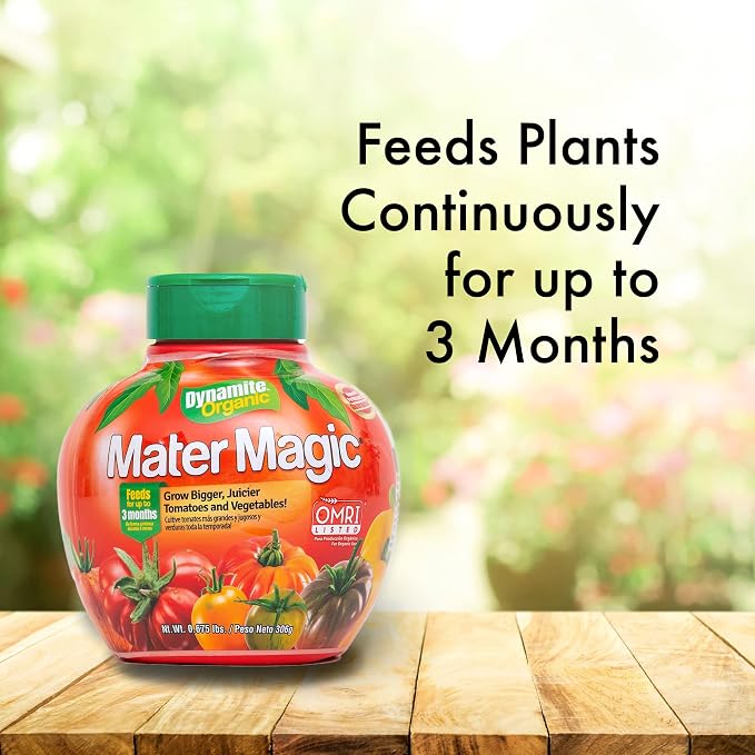 Dynamite Mater Magic Tomato Fertilizer & Jobe's Tomato Plant Fertilizer Spikes Bundle