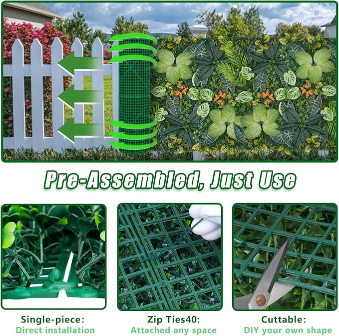Grooy 40"x120"(33.33 SQFT) Artificial Grass Wall, Greenery Backdrop Wall with UV-Anti, Fake Grass Panels for Indoor Party Wedding and Outdoor Garden Decor