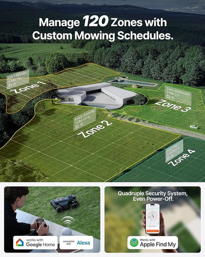 Segway Navimow X450 Robot Lawn Mower Wire Free with 4 Blade Sets, 48 Blades Total, Covers Up to 1.5 Acres, 4WD for 84% Slopes, Blades Ship Separately