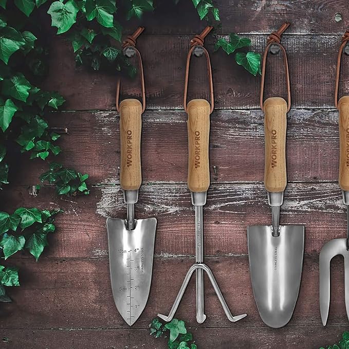 WORKPRO W005010WE 4 Piece Garden Tool Set – Heavy-Duty Stainless Steel, Includes 4 Hand Tools (1 Kit)