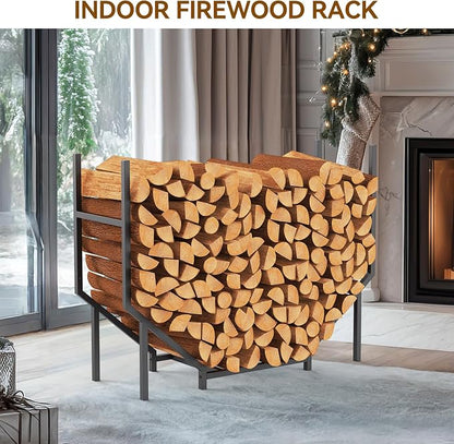 Ebeneze 3.2FT Firewood Rack Holder Outdoor Indoor, Heavy Duty Metal Log Holder Stand for Patio Porch, Stable Wood Holder Firewood Storage Fireplace Organizer
