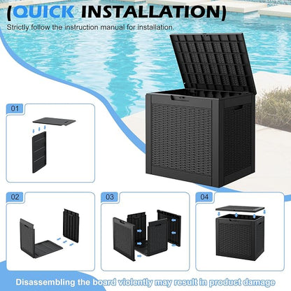 Outdoor Storage Box, 32 Gallon Resin Deck Boxes Outdoor Waterproof For Patio Furniture, Garden Tools, Pool Supplies, Lockable And UV Resistant (a Set of 2,Rattan Black)
