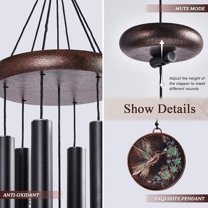 Wind Chimes for Outside 34" Vintage Hummingbird Memorial Wind Chimes Outdoor for Garden Patio Porch Decoration Birthday Memorial Sympathy Gift for Loved One Mom Dad Grandpa Grandma Friends