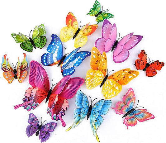 OPSEAM Butterfly Wall Decor 24/48 PCS, 3D Butterflies Stickers for Party Decorations with Magnets(Colorful, 48)
