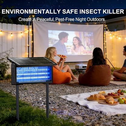 Solar Bug Zapper Outdoor 18W | 9600mAh, 365–395nm UV, Dusk-Dawn Sensor, IPX5 Waterproof, 20ft Cord, Indoor & Outdoor for Home, Patio, Garden, Deck, Camping