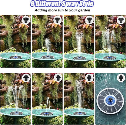 SZMP Solar Fountain Upgrade, 3.5W Solar Powered Bird Bath Fountains with Flower, Outdoor Water Feature Solar Pump with 7-in-1 Nozzles, 4 Fixed Pipes for Humingbirds, Garden, Pool, Pond, and Fish Tank