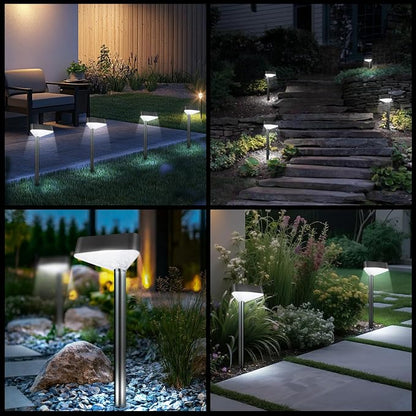 6 Pack Solar Pathway Lights Outdoor, Bright LED Solar Landscape Lights, Waterproof Solar Garden Lights for Yard, Patio, Walkway, Lawn, Driveway(Cold White, 6 Pack)