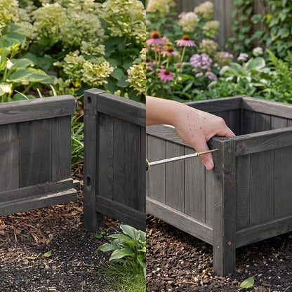 NatraHedge (44" Lx 15" W x 15" H (Black) Hampton Classic Wooden Planter Box Indoor and Outdoor Rectangular Garden Planter Use for Patio, Yard, Greenhouse, Vegatable, Flowers, and Herb | (Black) Indoor and Outdoor Rectangular Garden Use for Patio Yard G...