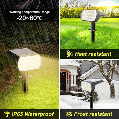 Solar Spot Lights Outdoor, 6 Pack Outdoor Solar Lights for Yard, 4 Lighting Mode Solar Landscape Spotlights with Auto On/Off, Waterproof IP65 Wall Lights for Garden, Walkway (65 LED, Warm White)