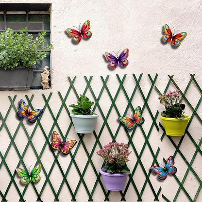 Metal Butterfly Wall Decor, 8 Pack Butterflies Wall Art Hanging Sculptures Decorations for Indoor Outdoor Decor Fence Garden Yard Patio Exterior Decor