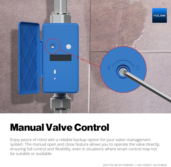 NSF Certified YoLink FlowSmart All-in-One Smart Water Meter & Auto Shutoff for 1.5" Pipes, LoRa Long-Range, Real-Time Leak Detection, 10-Year Battery, 80+ Device Ecosystem, Hub Required