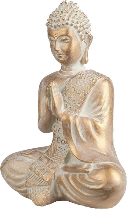 TERESA'S COLLECTIONS Buddha Statue Indoor for Zen Decor, Meditation Buddha Home Decor for Spiritual Room, Boho Gold Statue Resin for Office Table Living Room Home Decorations Gifts for Mom, 6.3"