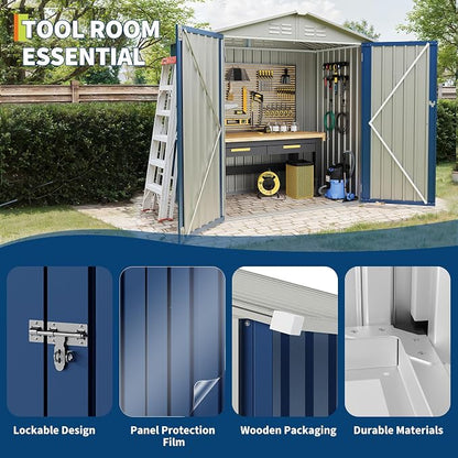 Garvee 6x4 FT Storage Shed – 130 Cu Ft, Sloped Roof, Weatherproof | pacious 130 cu ft interior – fits bikes, ladders, and seasonal gear with ease.