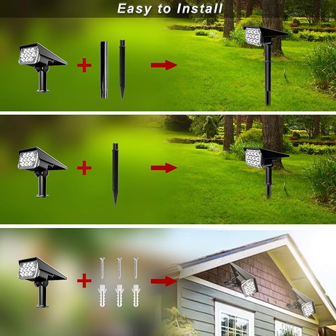 Green Solar Spot Lights Outdoor, St. Patrick's Day Decor Lights with IP65 Waterproof 20 LEDs Solar Landscape Spotlights for Garden Path Yard Holiday Christmas 4 Pack