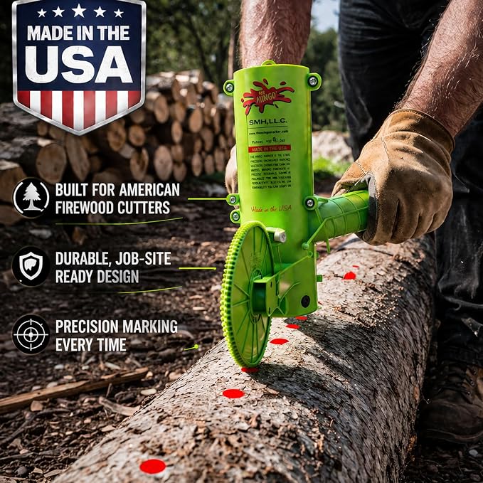 THE MINGO Ultimate Firewood Measuring Tool - Chainsaw Fire wood Marking Tool With Marking Wheels - Log Paint Marker -Measuring Accessory For Chainsaw - Logging Accessory (Mingo Marker With 16" Wheel)