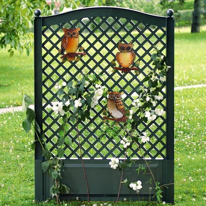 J-Fly Owl Decorative Metal Wall Art Owl Outdoor Decorative Metal Bird Wall Art Exquisite Valentine Decoration Gifts For Garden Patio Porch Bedroom Kitchen Lover Gift 9 Inch Set Of 3