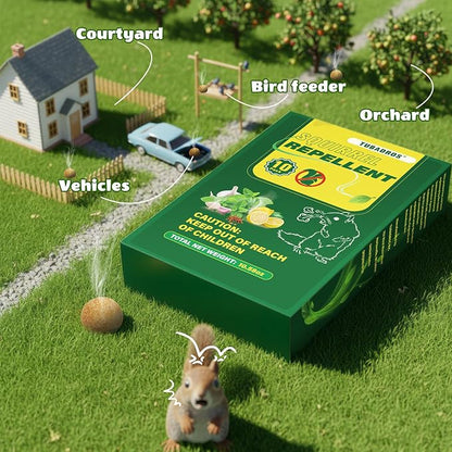 10 Pack Squirrel Repellent, Peppermint Oil to Repel Squirrel, Squirrel Repellent for Cars, Plants Garden, Outdoor Use, Keep Squirrels Away from Gardens, Flower Beds and Farm