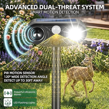 Sonic Fortress Pro Deer Repellent Devices Racoon Repellent Outdoor Squirrel Fortress Pro Animal Repeller Cat Deterrent with Motion Sensor Light to Scare Rabbit Skunk Fox for Yard Garden (4)