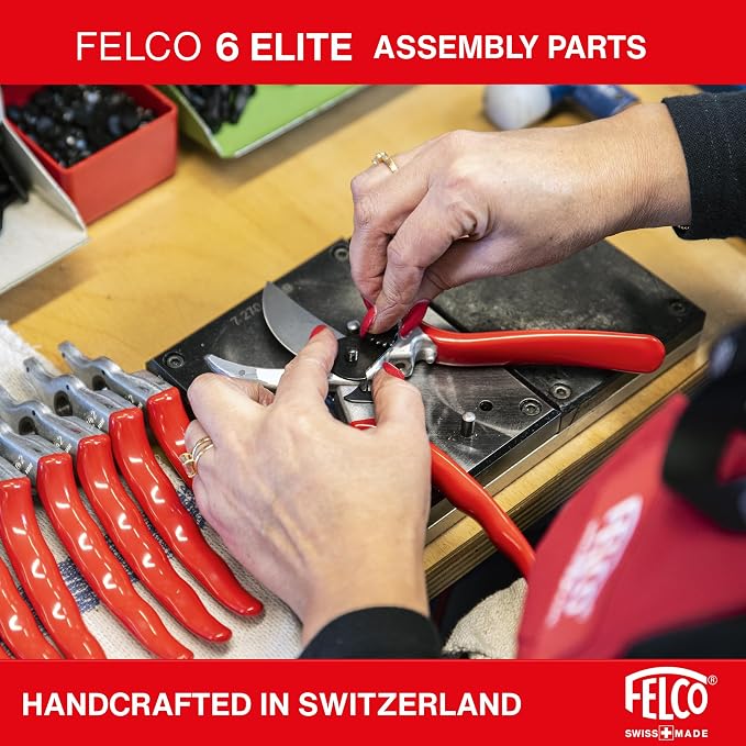 FELCO 6 ELITE Pruning Shears – 7.7" Swiss-Made Garden Clippers with Leather-Wrapped Handle for Medium Right Hands | Hand Pruners for Gardening | Garden Tool Cutter with Bypass Blade, Aluminum Body