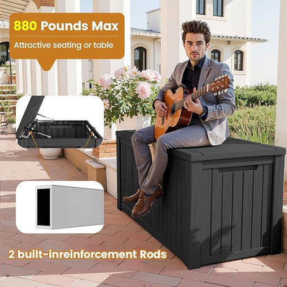 Zapdos 180 Gallon Outdoor Storage Box, Resin Deck Box for Furniture Cushions Garden Tools, Waterproof Lockable Outside Storage Boxes, Black, 61" L x 28.4" W x 29" H