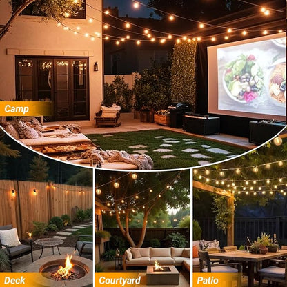 LAMPHOME LED Outdoor String Light, 26Feet Patio Lights with 12+1Edison Shatterproof Bulbs(1Spare), UL Waterproof Outside Lights connectable Dimmable for Backyard Porch Decor,Warm White