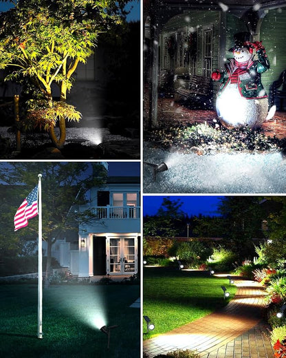 DBF Solar Outdoor Lights, 600LM Solar Spot Lights Outdoor Waterproof with 2 Lighting Modes, Adjustable Head & Solar Panel Landscape Spotlights for Flag Garden Yard Driveway Patio(Cool White, 4 Pack)