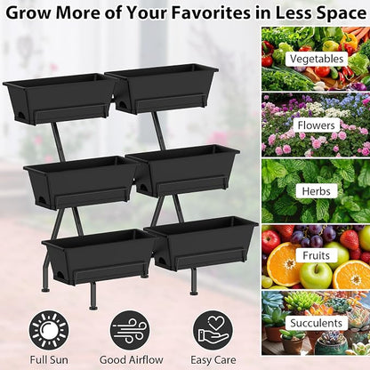 Sunexinlo Vertical Garden Planter Freestanding Raised Bed for Herbs Flowers Vegetables, Indoor Outdoor for Patio Balcony Deck