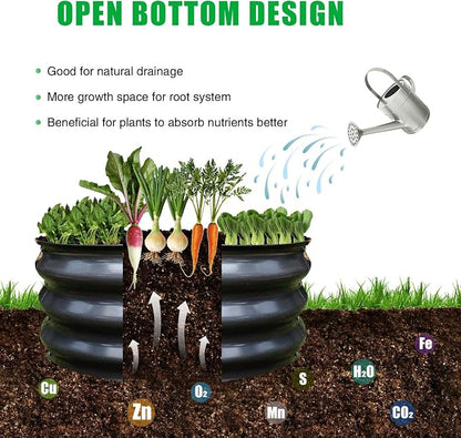 GrowHaus 2x2x1FT Galvanized Raised Garden Bed, Planter Boxes Outdoor Round Metal Garden Beds for Planting Vegetables Flowers Herbs 2 Pack Dark Gray