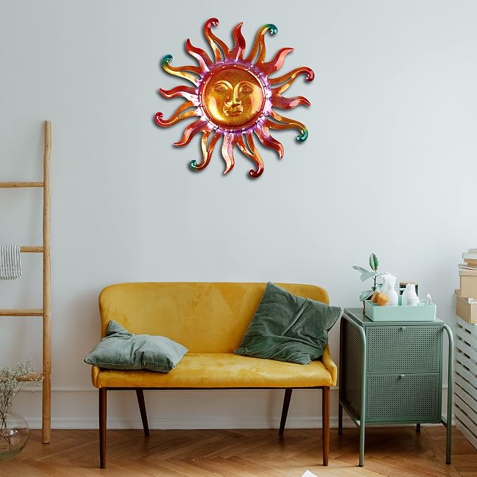 Metal Sun Wall Decor Outdoor Sunface Yard Art for Porch Door Patio Garden Home Indoor Sculpture Decorations