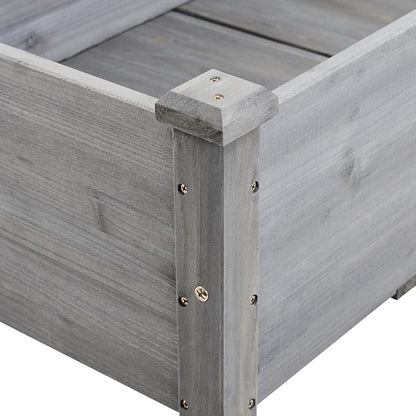 Topeakmart Elevated Planter Bed Outdoor, Wooden Raised Garden Bed, Rectangle Raised Bed with Stable Structure Wooden Garden Box Standing Planter for Garden/Patio/Backyard/Outdoor