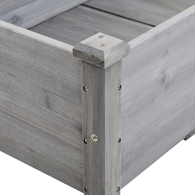 Topeakmart Elevated Planter Bed Outdoor, Wooden Raised Garden Bed, Rectangle Raised Bed with Stable Structure Wooden Garden Box Standing Planter for Garden/Patio/Backyard/Outdoor,2pcs