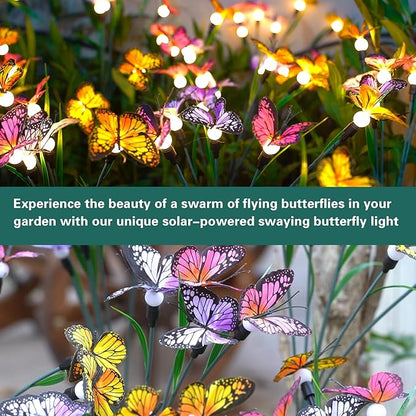 TONULAX Solar Garden Lights - 4 Pack Swaying Butterfly Light, Swaying in The Wind, Solar Outdoor Lights, Yard Patio Pathway Decoration, High Flexibility Iron Wire & Realistic Butterflies