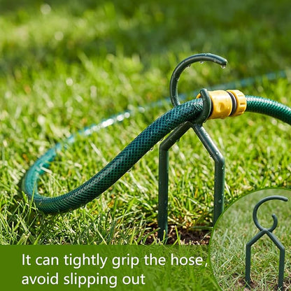 Taiyin 10 Pcs 3/4 Inches Garden Hose Guide Stakes Holder Garden Hose Green Holder Spike for Outside Yard Lawn Flower Beds Irrigation Sprinkler Protect Plant