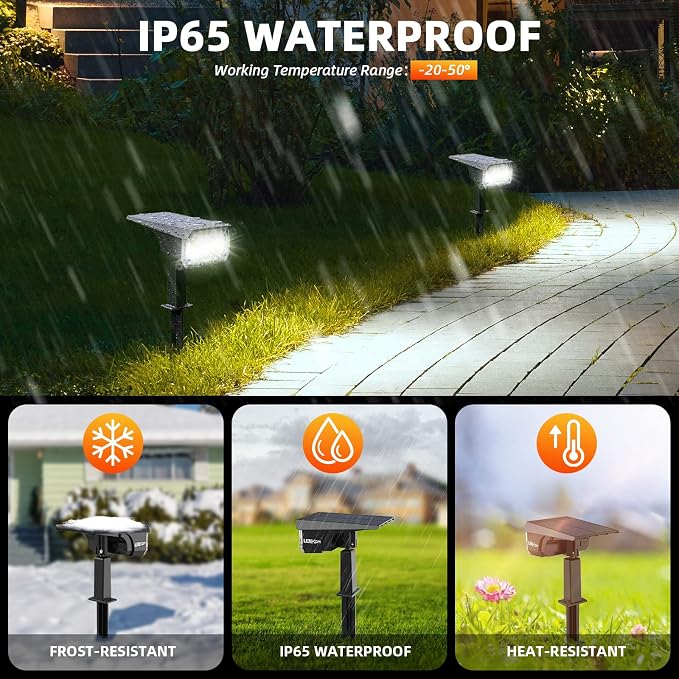 LEREKAM Solar Spot Lights Outdoor,40 LEDs Solar Outdoor Waterproof Landscape Lights with 3 Light Modes, Solar Powered Garden Yard Wall Lights Auto On,Off for Patio 8 Pack