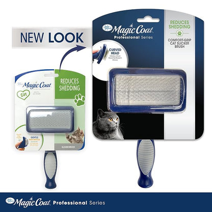 Four Paws Magic Coat Professional Series Grooming Essentials - Trimmers, Nail Clippers, and Brushes for Pets | Cat de-shedding brush, removes loose hair, smoothes coat, designed with a curved head, ergonomic handle