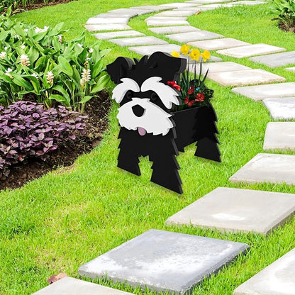 Black Schnauzers Dog Planter Pots, 9.84 x 10.24x 15 Inches | Large Dog Flower Pot, Cute Animal Shaped Plant Pot, Gifts for Women & Pet Lovers, Indoor Outdoor Garden Home Office Decor