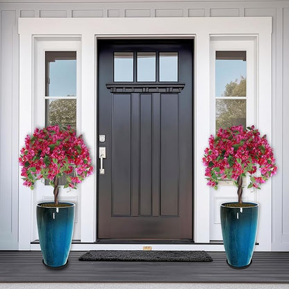 2 Packs 21 inch Tall Planter, Indoor Outdoor Round Planter for Porch, Large Plant Pot with Drainage Hole for Home Garden Front Door, Modern Decorative Pots for Plants (Blue)