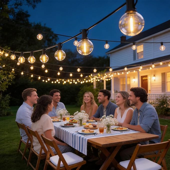 RTTY Outdoor String Lights 120 FT, LED Patio Globe Lights with 62pcs G40 Bulbs,Shatterproof Waterproof Connectable Hanging for Porch Cafe Bistro Backyard Gazebo Balcony Deck Party