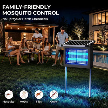 Solar Bug Zapper Outdoor, Jinyeda 4500V Mosquito Zapper with Projector Light, 4000mAh USB & Solar Powered Electric Mosquito Killer, Cordless Fly Insect Zapper Waterproof for Patio Garden Backyard
