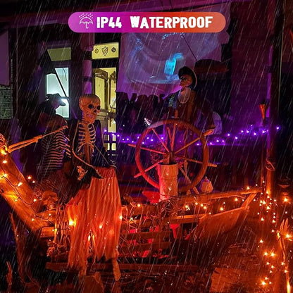 JMEXSUSS 2 Pack Solar String Lights Outdoor Waterproof, Total 400 LED 151FT Solar Christmas Lights Outdoor, 8 Modes Christmas Light for Outside Patio Yard Tree Decorations, Purple to Orange