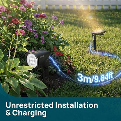 Linkind Smart Solar Tree Spotlight SL6C, Dual-Ring Solar & USB Charging Solar Lights Outdoor Waterproof IP66, Color Changing Trees Uplights, Outdoor Light for Yard, Garden, Landscape, 1 Pack