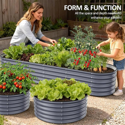 Gruper Galvanized Raised Garden Bed, 3.5ft x 17'' Tall Round Metal Planter Raised Garden Boxes Outdoor for Vegetable Fruits Flower Herb, Anti-Rust and Sturdy & Easy-Setup