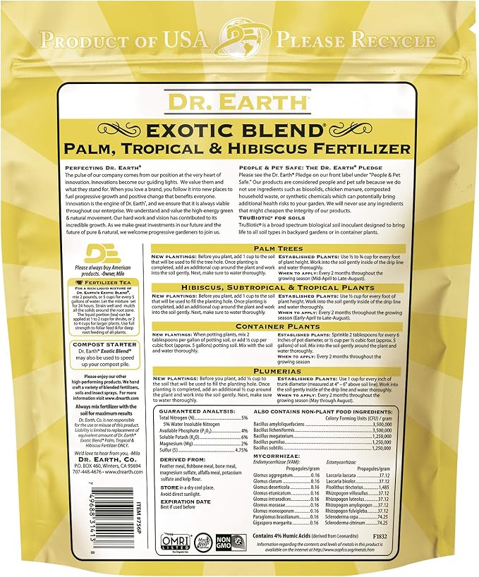 Dr. Earth Organic & Natural MINI Exotic Blend Palm, Tropical & Hibiscus Fertilizer ( 1 lbs )
