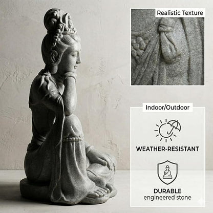 19" Guan Yin Buddha Statue for Home & Garden Zen Meditation Decor | Quan Yin | Kwan Yin | Female Buddha Figurine | Indoor & Outdoor Patio Decor | Spiritual Accent